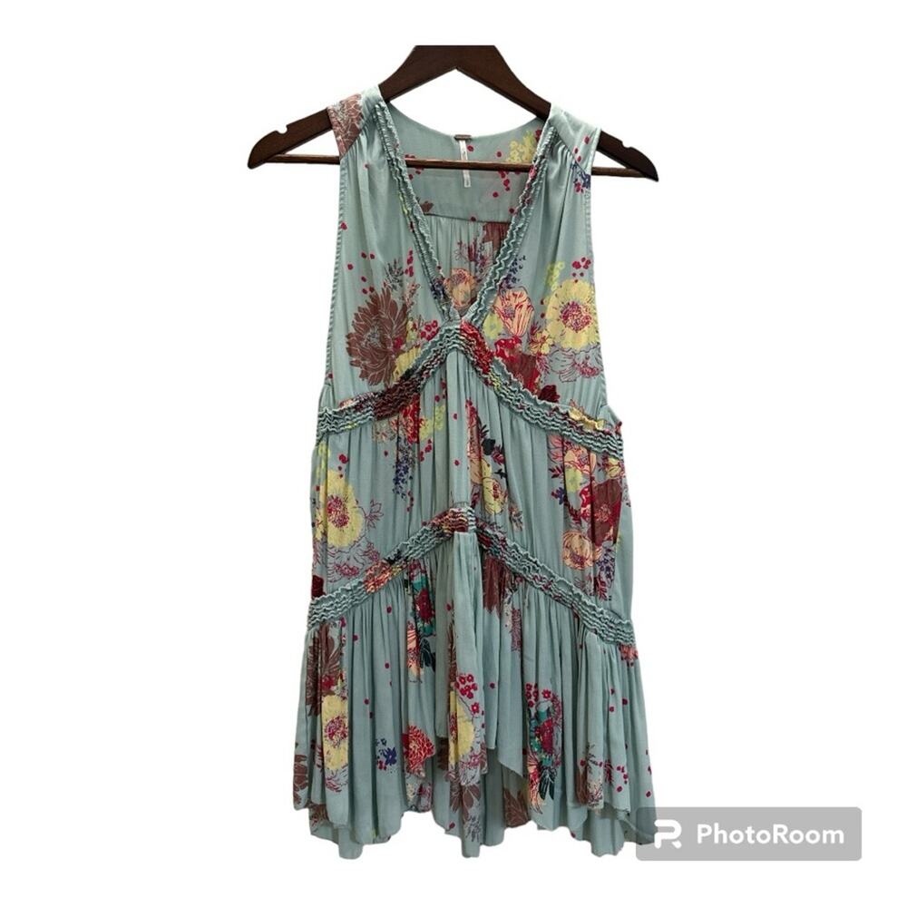 Free People Purple Haze Light Blue Floral Printed Sleeveless Tunic S - Picture 4 of 10